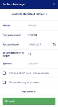 Mobiele versie facturen aanmaken in e-Boekhouden.nl.
